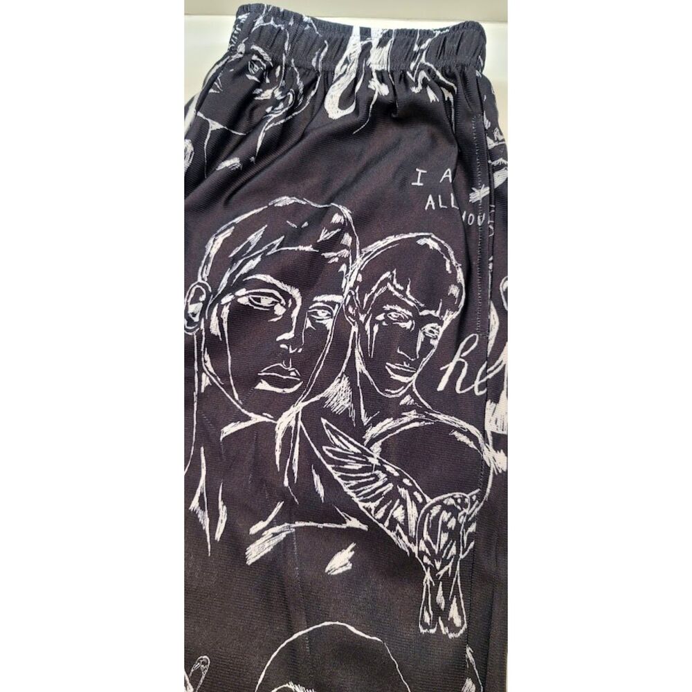 Patrick Church Made In Heaven Mesh Shorts Black White Art Print 9" NWT Men's L